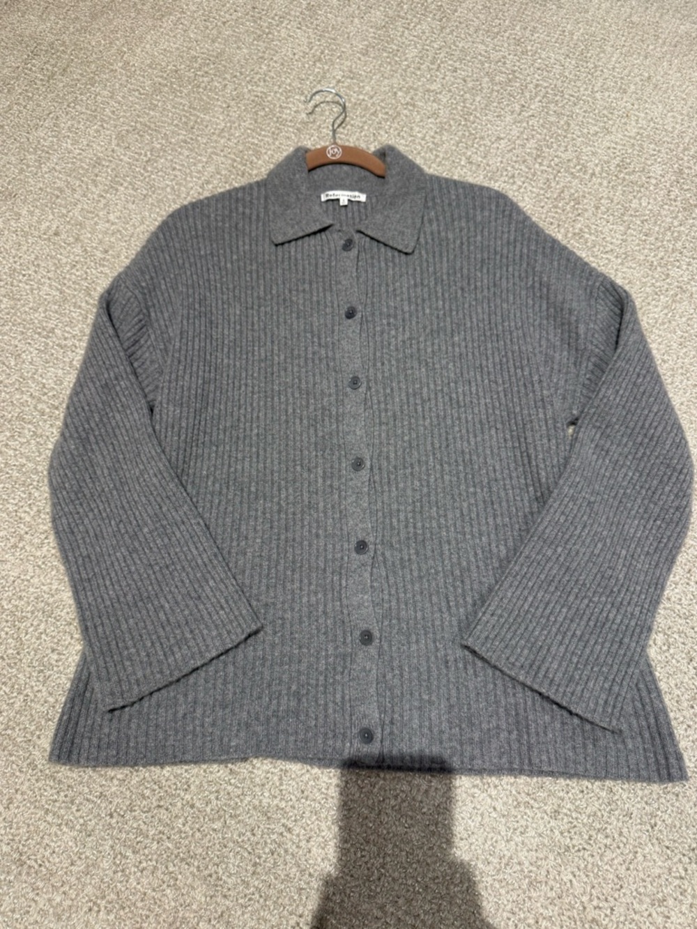 Reformation Grey Button-Up Sweater